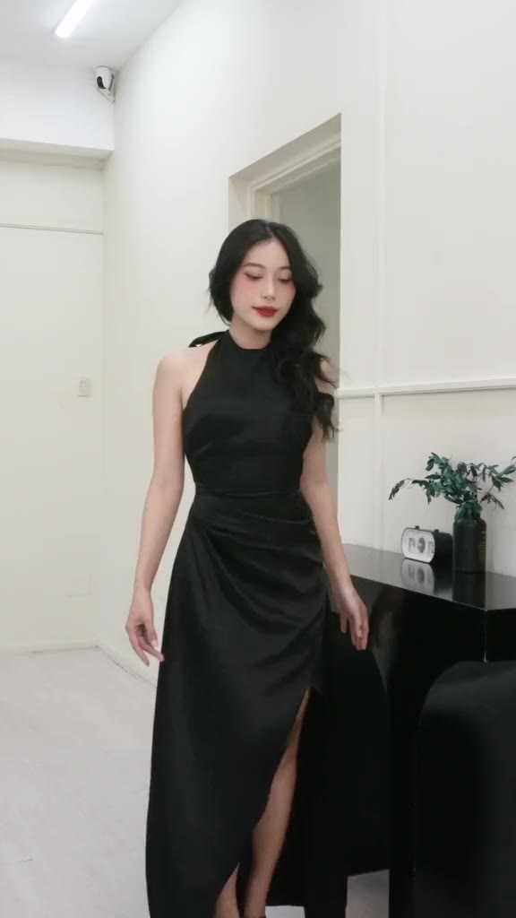 [ DEAL XẢ KHO ] Đầm Lụa Dự Tiệc Xẻ Tà Phối Chéo Lưng Cách Điệu NV676 Dáng Dài Qua Mắt Cá Chân Nữ Women Dress Xám | BigBuy360 - bigbuy360.vn