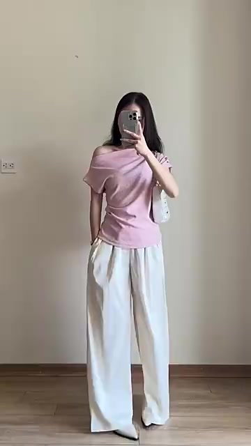 Áo Thun Lệch Vai Xếp Ly, Áo Kiểu Sườn Nhún Eo Điệu Đà, Áo Phông Form Vừa Chất Vải Co Dãn Mềm M315 | BigBuy360 - bigbuy360.vn