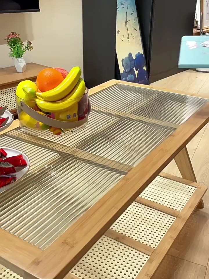 Bàn Trà Chữ Nhật 2 Tầng Mặt Kính Khung Tre, Bàn Cafe Decor Ban Công, Bàn Trà Phòng Khách Sang Trọng - Nội Thất Luna | BigBuy360 - bigbuy360.vn