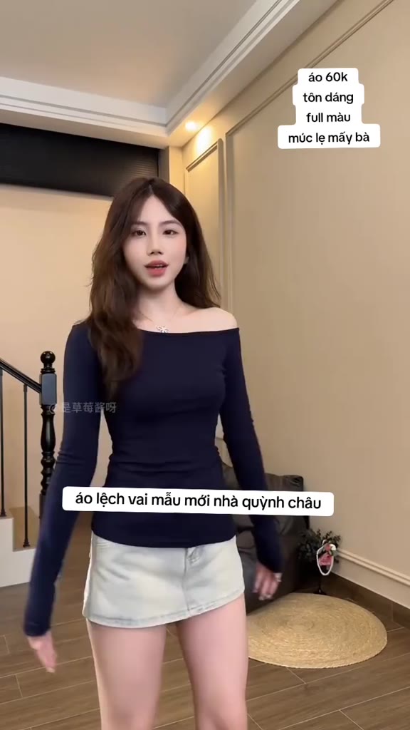 Áo Lệch Vai Kiểu Dài Tay ôm body siêu Quyến Rũ vải thun zip mịn cho nữ- BUN222 | BigBuy360 - bigbuy360.vn