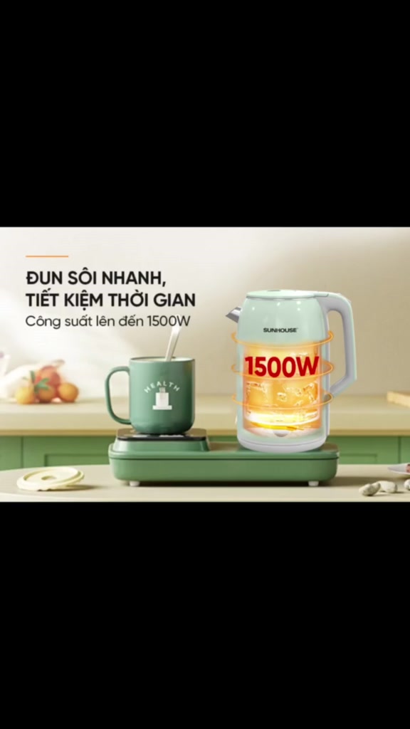 [2.8L] Ấm siêu tốc inox 2 lớp SUNHOUSE SHD1364