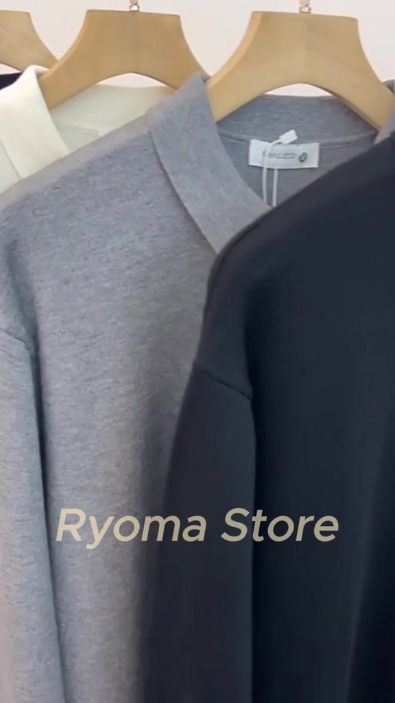 Áo Polo dệt kim RYOMA dài tay cao cấp, chất len lông thỏ mềm mại kiểu dáng classic kẻ tay sang trọng NLH-10 | BigBuy360 - bigbuy360.vn