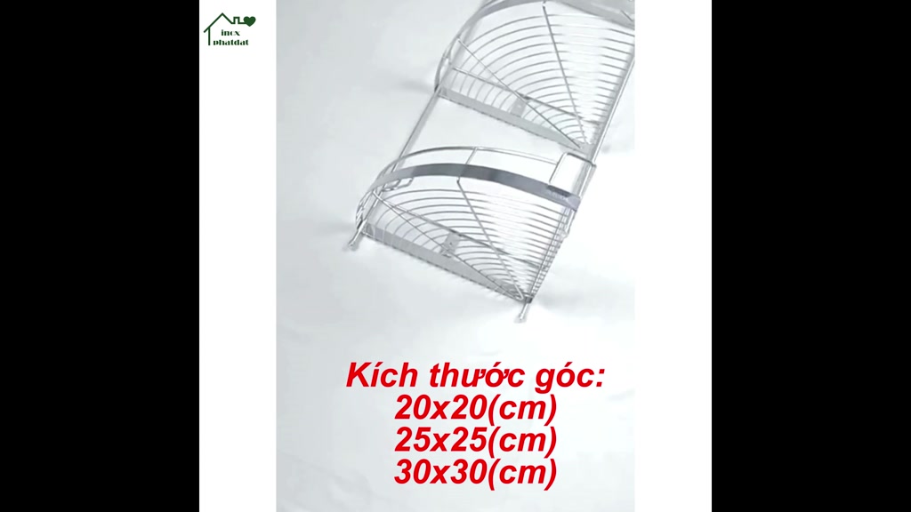 Kệ góc 3 tầng có chân để bàn PHÁT ĐẠT Inox 304, kệ để đồ nhà tắm, để xà bông, kệ gia vị (SP055A) | BigBuy360 - bigbuy360.vn