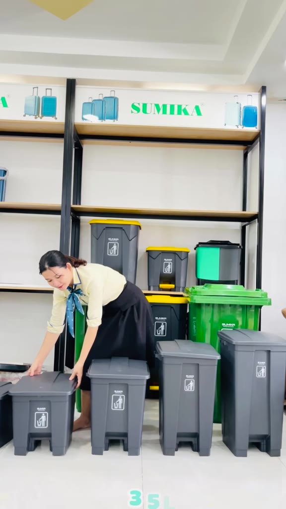 Thùng rác nhựa đạp chân SUMIKA 15L, 25L, 35L, 45L, 55L, có nắp đậy, nhựa cao cấp | BigBuy360 - bigbuy360.vn