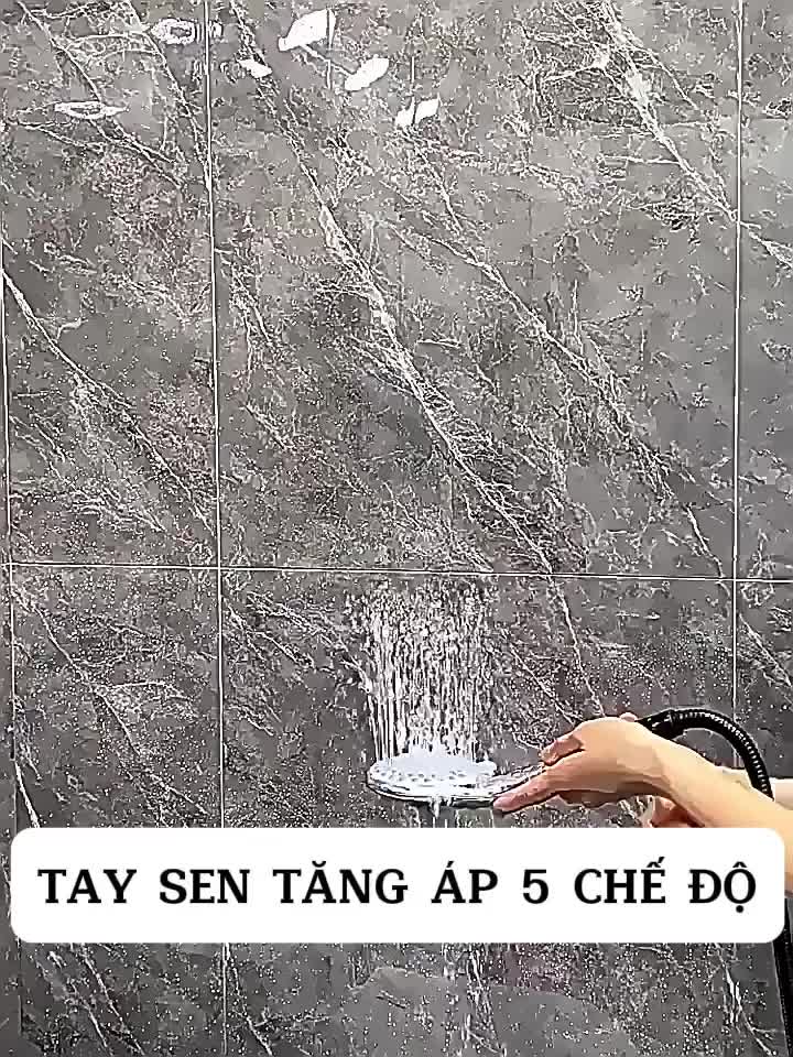 Vòi sen tăng áp 5 chức năng nước, đầu vòi hoa sen nóng lạnh không nút bật tắt màu ĐEN, chất liệu nhựa PP tiết kiệm nước | BigBuy360 - bigbuy360.vn