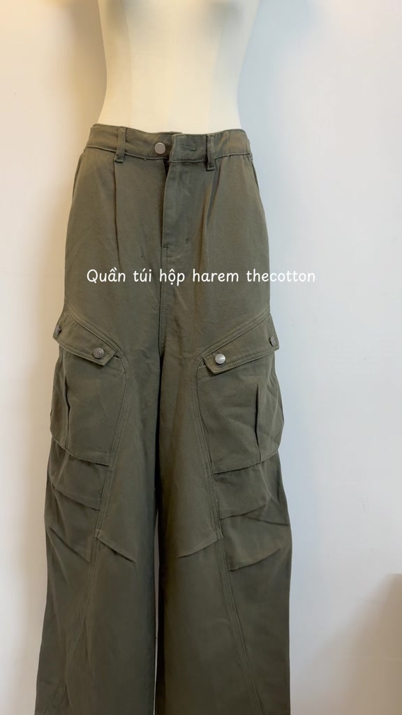 Quần Kaki Túi Hộp Nam Nữ TheCotton Quần Túi Hộp Ống Rộng Unisex Lưng Cao Cargo Vải Mềm Chun Eo Mịn Eo Chun Sau | BigBuy360 - bigbuy360.vn