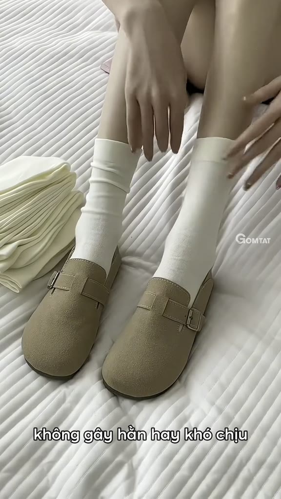 Combo 5 đôi tất nữ cổ cao thoáng khí GOMTAT mẫu trơn basic, vớ trắng chất cotton mềm mại, êm chân | BigBuy360 - bigbuy360.vn