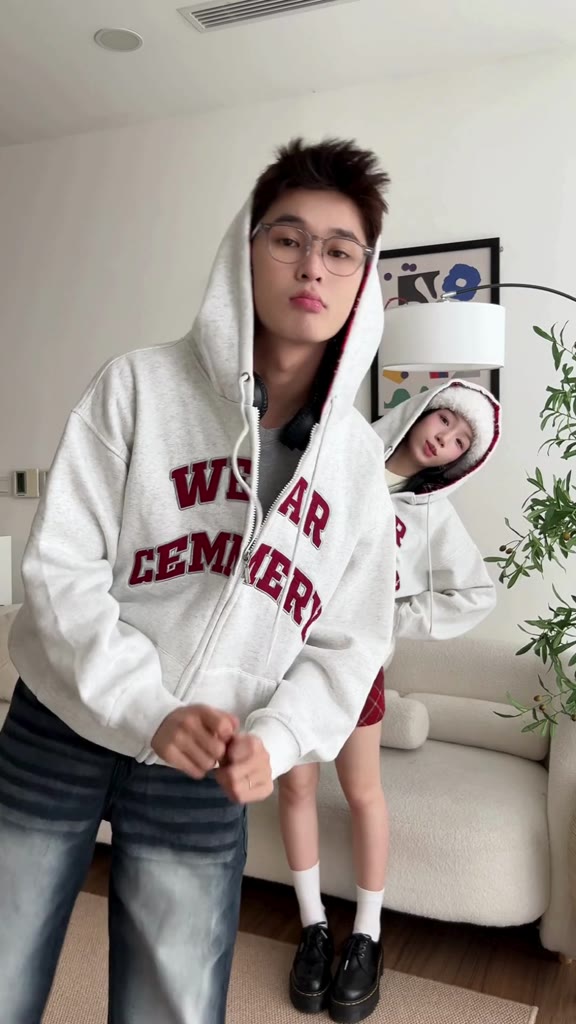 Hoodie CEMMERY Local Brand Chính Hãng Snap Hoodie Zip Màu Nỉ Bông Phối Nón Caro Màu Grey | BigBuy360 - bigbuy360.vn