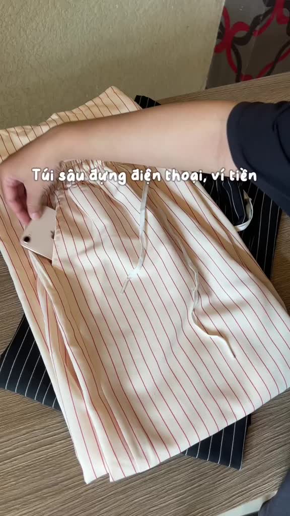 Quần suông kẻ sọc 9397Closet, ống suông hack dáng, dây điều chỉnh thoải mái,phong cách năng động | BigBuy360 - bigbuy360.vn