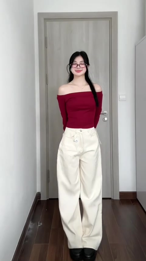 Quần jeans bò màu kem ống suông rộng phong cách Hàn Quốc - 247store | BigBuy360 - bigbuy360.vn