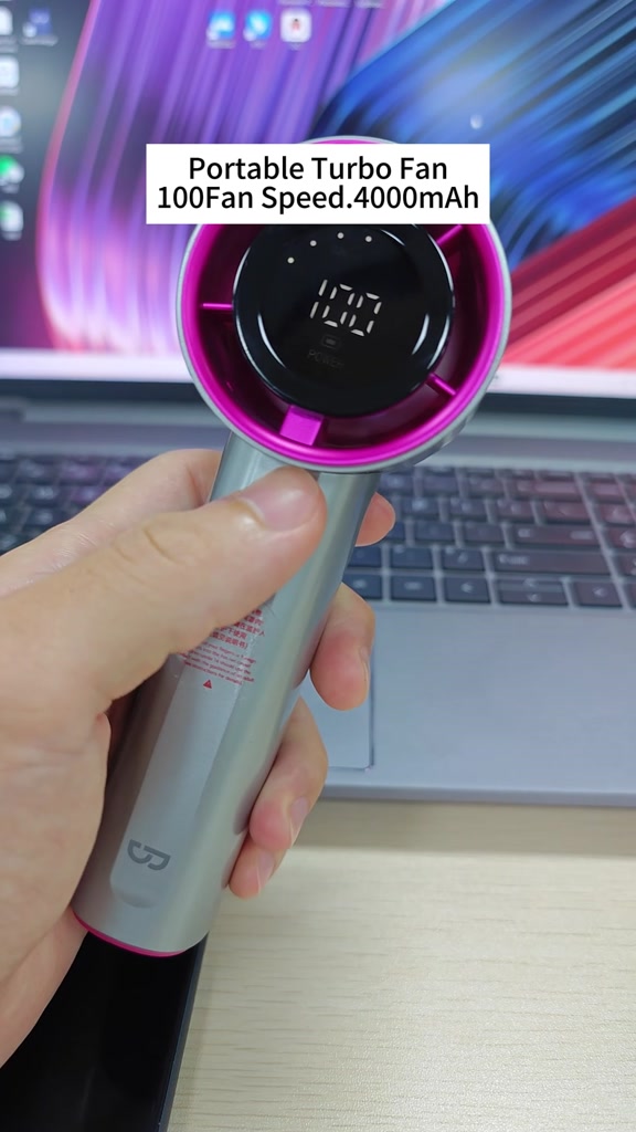 Goojodoq Quạt cầm tay có thể sạc lại điều chỉnh mức 100 Tốc độ gió Thân kim loại Màn hình kỹ thuật số cho công việc và sử dụng ngoài trời | BigBuy360 - bigbuy360.vn