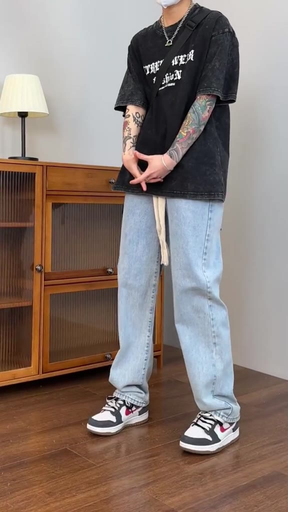 Quần jean ống rộng nam nữ cạp chun bigsize Suncbvn 09 Xanh Nhạt