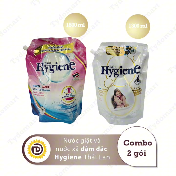 (Combo Giặt Xả Hygiene) 1 Túi Nước Giặt Màu Hồng 1800ml và 1 Túi Nước Xả 1100-1300ml Màu Tuỳ Chọn | BigBuy360 - bigbuy360.vn