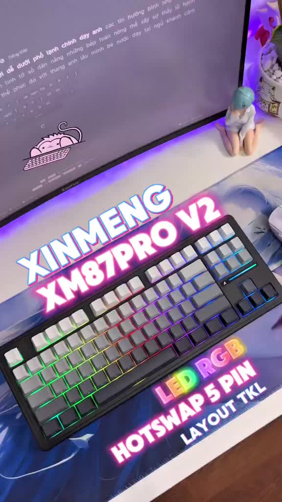 Bàn Phím Cơ Gaming Không Dây Bluetooth XM87 V2 PRO NEW 2025 LED RGB Pro Keycap Xịn, White Switch, Hotswap, 3 Mode | BigBuy360 - bigbuy360.vn