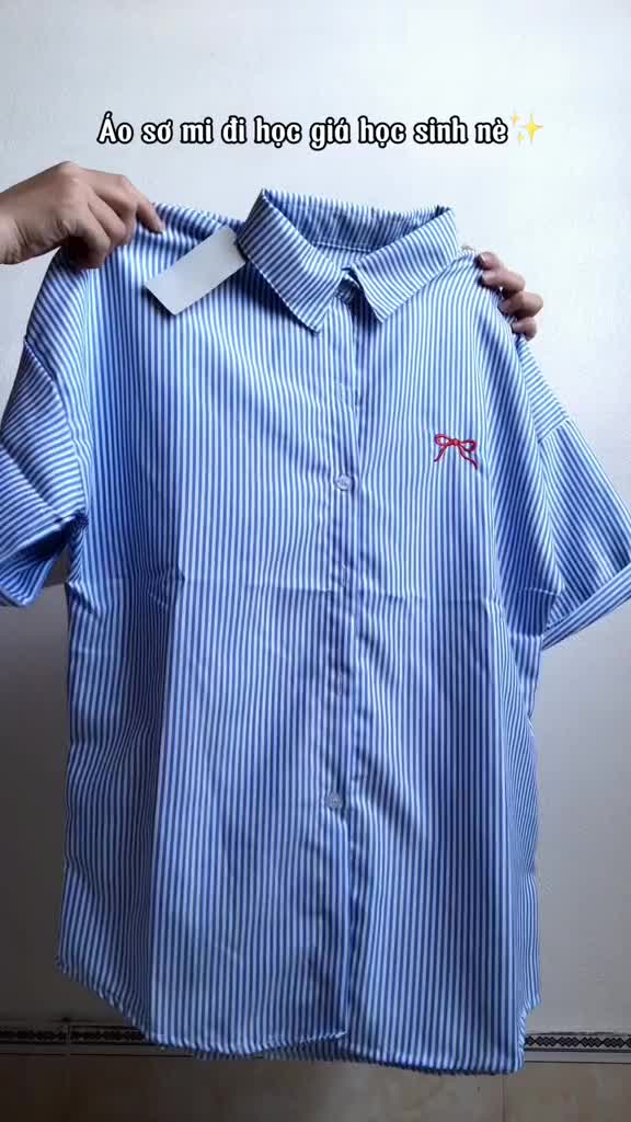 BARE_Áo sơ mi tay ngắn thêu xinh , áo sơ mi form rộng chất kate sọc mát, ít nhăn phong cách basic dễ phối đồ _A391, A354 | BigBuy360 - bigbuy360.vn