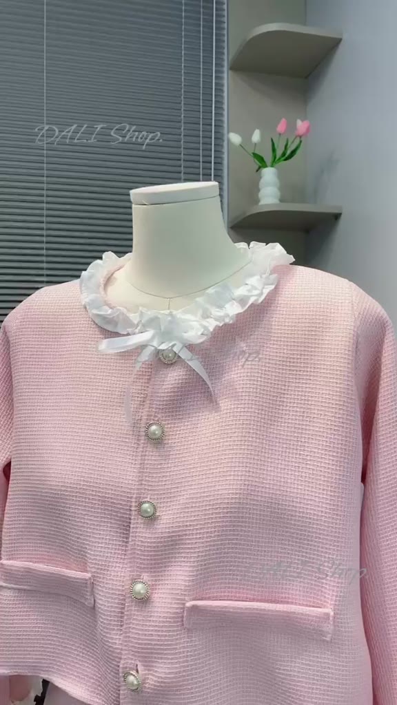 Set Tiểu Thư 2 Món Gồm Áo Dạ Phối Viền Bèo + Chân Váy Dạ Dáng Chữ A Có Quần Trong | BigBuy360 - bigbuy360.vn