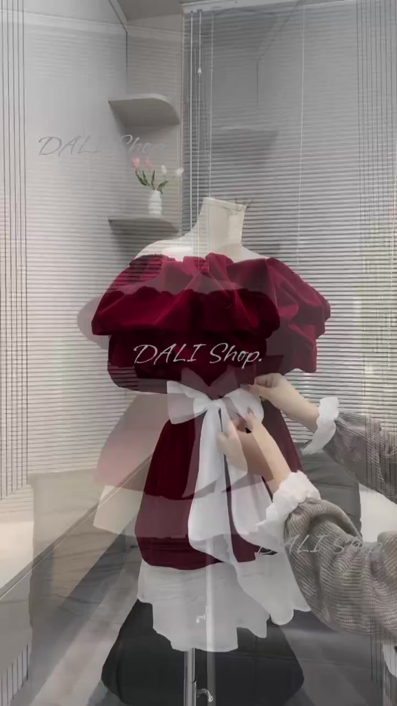 Set Áo Nhung Đỏ Trễ Vai Bèo Nhún Có Dây Đai Eo + Chân Váy Xoè Tơ Sang Chảnh | BigBuy360 - bigbuy360.vn