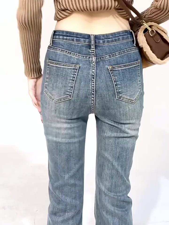 Quần bò nữ ống loe MIAA  dáng ôm màu RETRO, quần jeans loe cạp cao co giãn ôm eo nữ đủ size nhiều màu | BigBuy360 - bigbuy360.vn