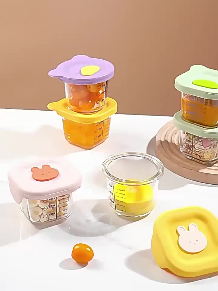 Hộp Đựng Thực Phẩm Hộp Trữ Đông Hộp Trữ Đồ Ăn Dặm Cốc Nấu Cháo Cho Bé Bằng Thủy Tinh Nắp Dẻo