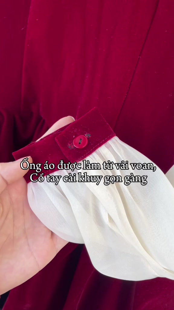 Váy Nhung Nữ Cổ V MiSoul Dáng Xòe Tiểu Thư Tay Phối Tơ Điệu Đà BigSize, Đầm Thiết Kế Mini Cổ Bẻ 364 | BigBuy360 - bigbuy360.vn