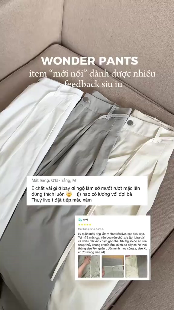 Q13 WONDER PANTS Quần Ống Rộng Wepretty Clothes Vải Dù Lạnh Nữ Trendy Thời Trang Công Sở | BigBuy360 - bigbuy360.vn