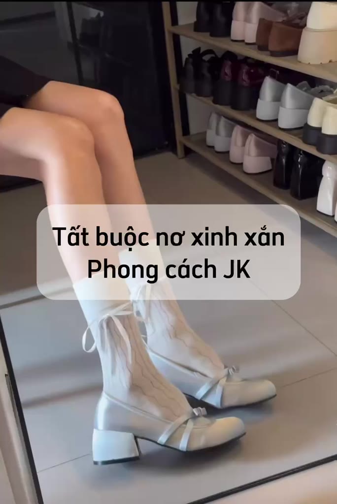 Tất vớ Lolita nữ sinh đính nớ tự buộc chất liệu cotton mỏng phù hợp mùa hè TN200 | BigBuy360 - bigbuy360.vn