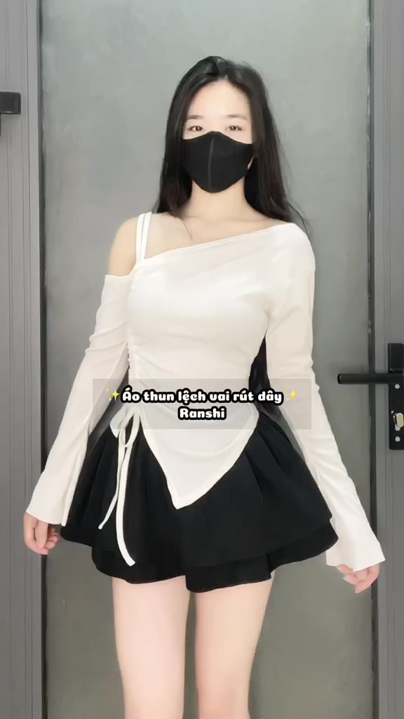 Áo kiểu lệch vai - CÓ BIGSIZE - Áo dài tay ống loe dây rút sang chảnh A274 | BigBuy360 - bigbuy360.vn
