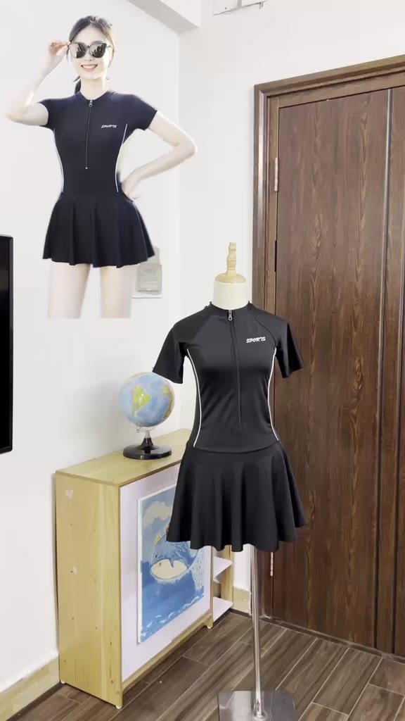 Đồ bơi nữ kín đáo áo tắm liền thân bikini đi biển cao cấp tay dài chống nắng kéo khóa trước che khuyết điểm có bigsize | BigBuy360 - bigbuy360.vn