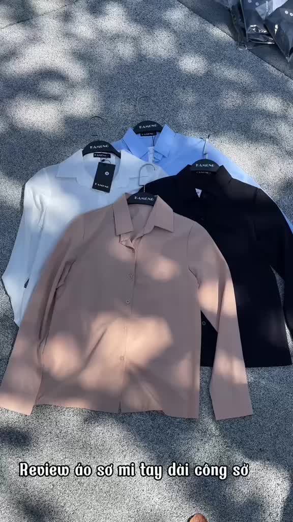 Áo sơ mi nữ công sở tay dài KAMONG cao cấp dáng suông trơn basic A147 | BigBuy360 - bigbuy360.vn