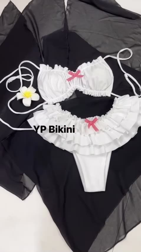 Bikini mẫu mới. Bikini 2 mảnh bèo đính nơ . Hình shop quay sẵn hàng- che tên | BigBuy360 - bigbuy360.vn