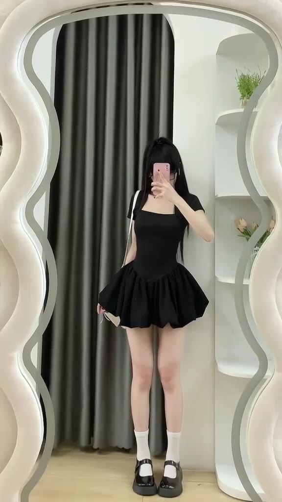 Đầm bí dáng bồng tiểu thư form xòe, váy nữ xinh cổ U dáng ngắn tay ngắn - 25 Store | BigBuy360 - bigbuy360.vn
