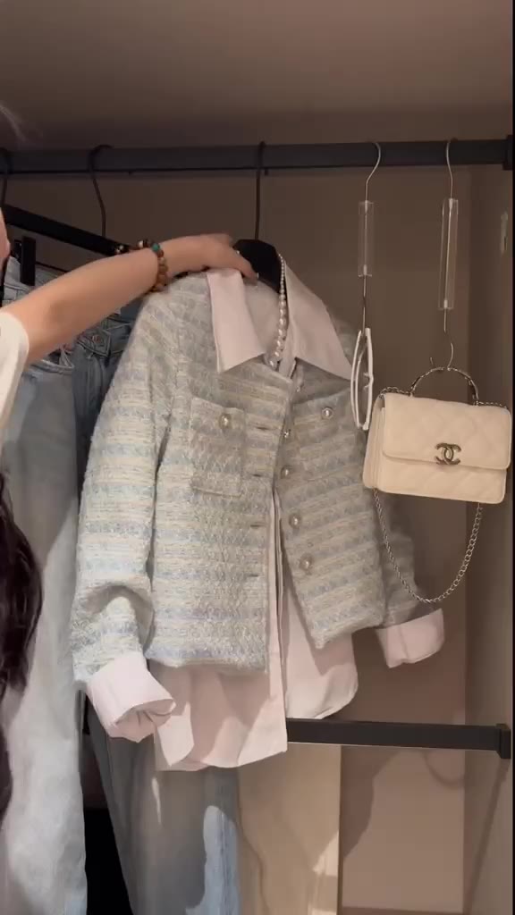 Áo Dạ Tweed Cổ tròn SEA COAT Siêu Sang chảnh, Áo Dạ Kẻ Xanh Vạt Vuông ( có bigsize) ( Có Sẵn -Giao Ngay) | BigBuy360 - bigbuy360.vn