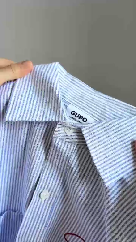 Áo Sơ Mi Tay Ngắn Boxy Thêu Xù Gupo’sg Studio Vải Oxford Unisex Local Brand GUPO – TS04 | BigBuy360 - bigbuy360.vn