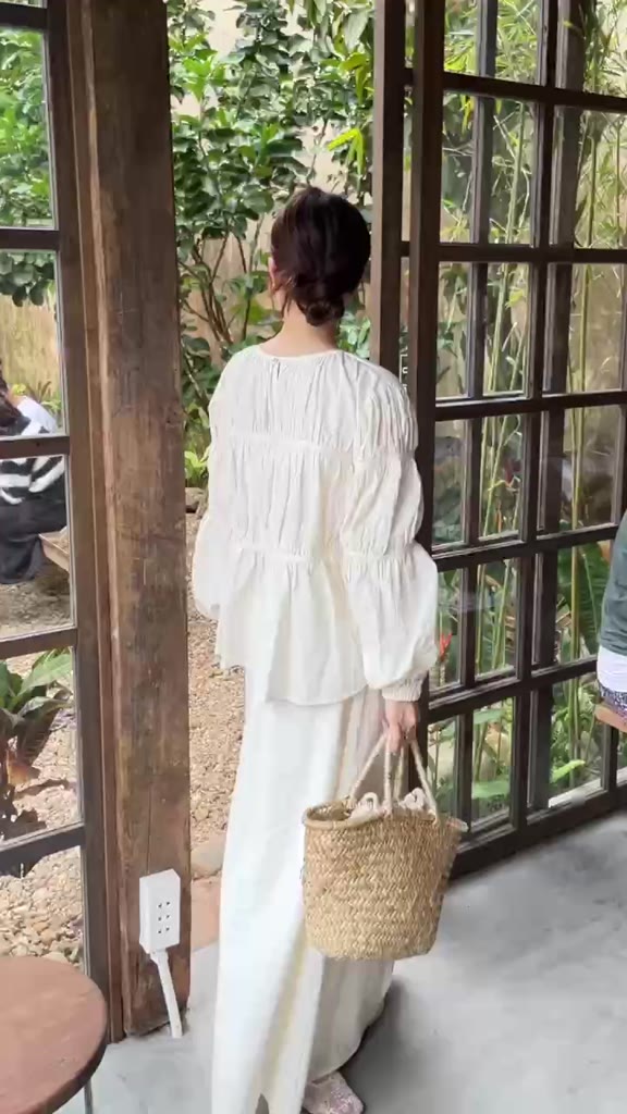 𝐒𝐞𝐫𝐞𝐧𝐚 𝐒𝐞𝐭 (Set áo nhún, chân váy chữ A suông) | BigBuy360 - bigbuy360.vn