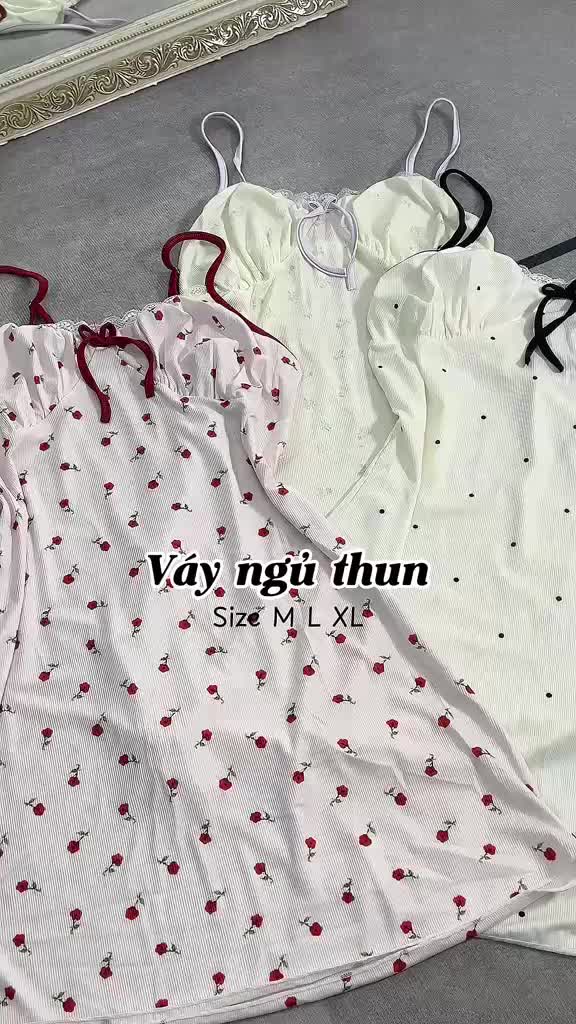 Váy Ngủ Thun Nữ - Đầm Ngủ Thun Gân Mặc Nhà Họa Tiết Dễ Thương VN640 | BigBuy360 - bigbuy360.vn