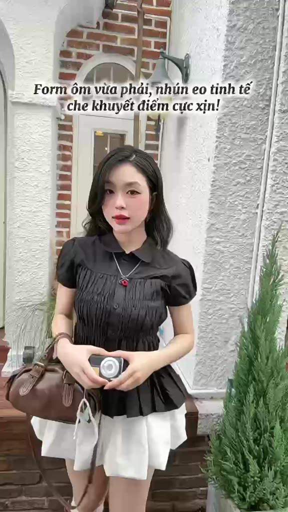 [Hàng loại 1] Áo Sơ Mi Nhún Tay Phồng Nhún Eo Cổ Sen Vải Cotton Mềm Mát_Có bigsize | BigBuy360 - bigbuy360.vn