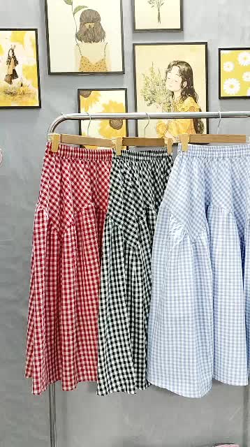 chân váy midi kẻ caro dáng dài hàn quốc | BigBuy360 - bigbuy360.vn