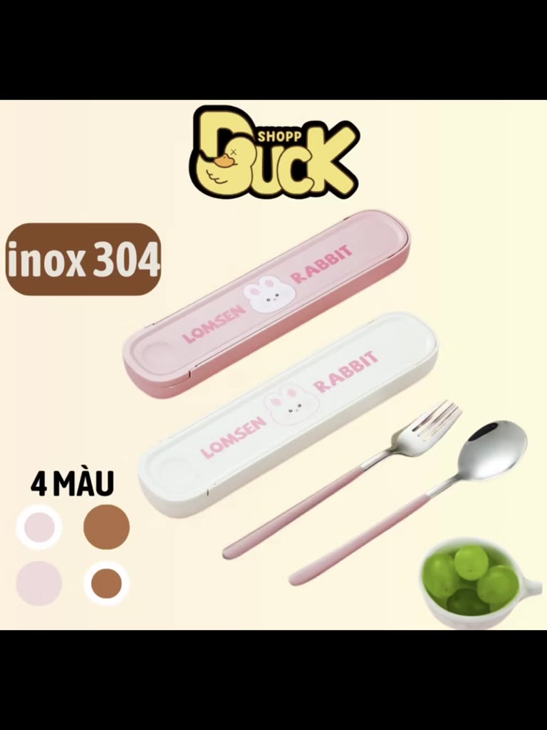 Bộ thìa đũa INOX 304 kèm hộp đựng Nhựa PP DEAR BEAR | BigBuy360 - bigbuy360.vn