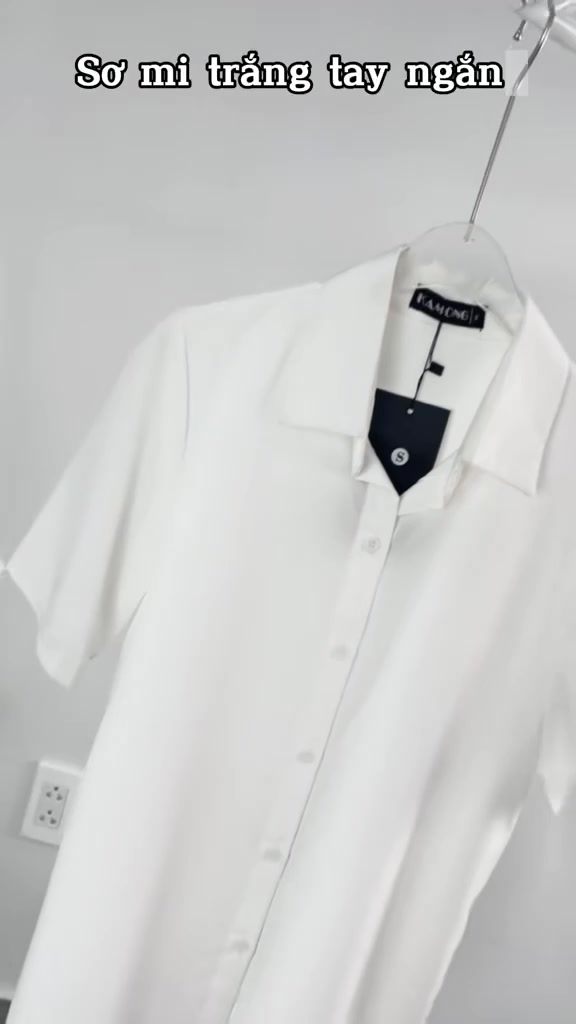 Áo sơ mi nữ tay ngắn công sở KAMONG kiểu dáng cơ bản vải lụa sang trọng A146 | BigBuy360 - bigbuy360.vn