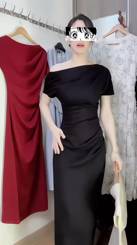 Đầm body lệch vai dáng dài màu kem, váy dự tiệc sang chảnh Logastore_L195 | BigBuy360 - bigbuy360.vn