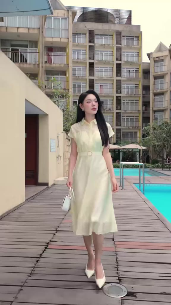 Đầm lụa dáng xòe phối đai nữ IVY moda MS 48M8275 | BigBuy360 - bigbuy360.vn