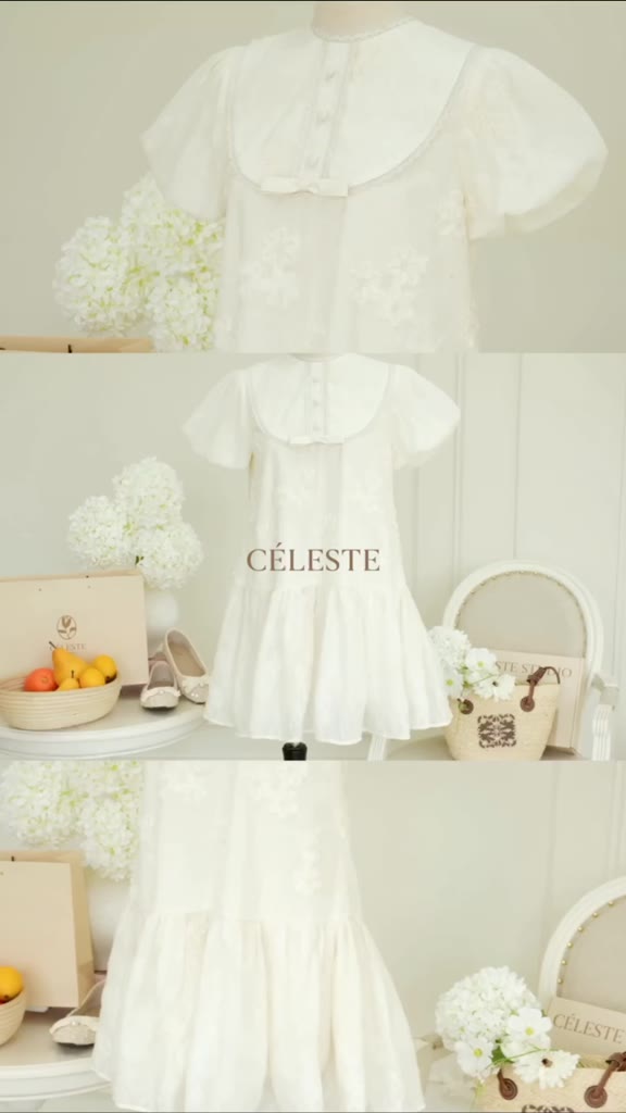 [DEAL MỞ BÁN] CÉLESTE - Váy Babydoll Dáng Ngắn Suông Chất Tơ Mềm Tay Bồng Đính Hoa Thêu Tiểu Thư Suri Dress | BigBuy360 - bigbuy360.vn