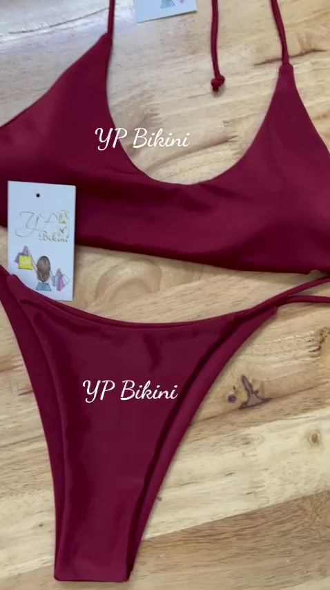 Bikini 2 mảnh áo bản ngang quần ship màu mận( sẵn hàng) | BigBuy360 - bigbuy360.vn