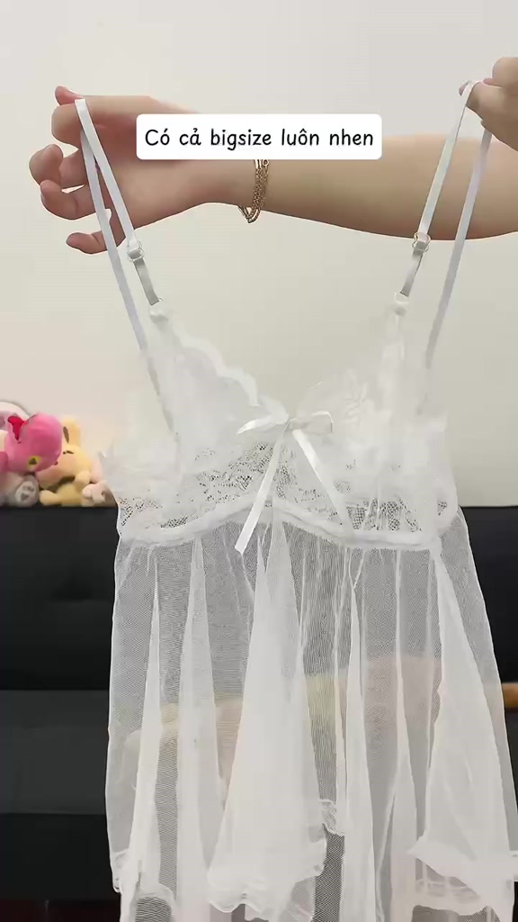 Váy Ngủ 2 Dây Có Bigsize, Đồ Ngủ Mặc Nhà, Đầm Ngủ Ren Kèm Quần Chip HanaLady - VN012 | BigBuy360 - bigbuy360.vn