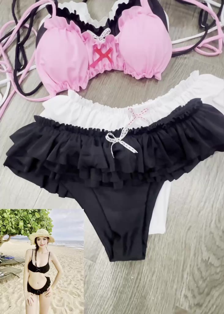 Bikini 2 Mảnh Nữ L&L BIKINI Phối Bèo Nhún Xếp Tầng Có Mút Ngực Kèm Vòng Eo Freesize Đi Biển - L05 | BigBuy360 - bigbuy360.vn
