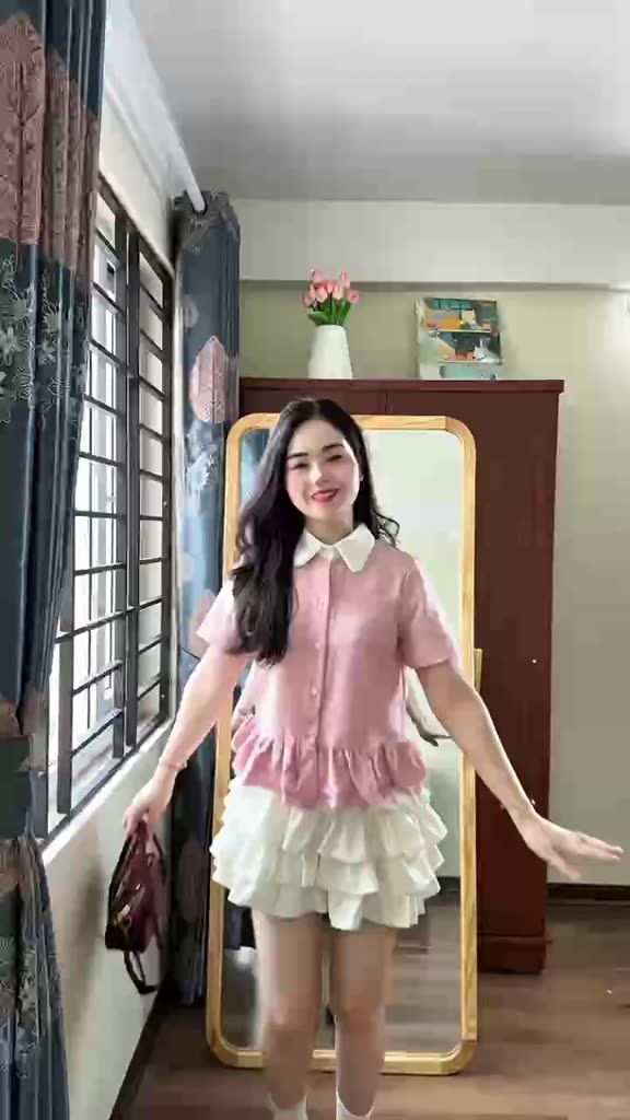 [Hàng Shop]: Set Áo Đũi Chấm Bi 2 Màu Cổ Sen Phối Bèo Mix Chân Váy Tầng Cạp Chun Dễ Thương (Ảnh Thật Trải Sàn) Lollaye | BigBuy360 - bigbuy360.vn