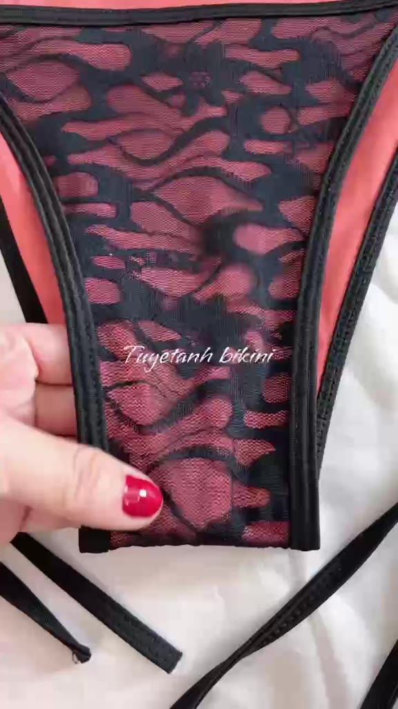 Bikini áo tắm 3 mảnh tam giác bassi phối lưới cao cấp ( sẵn hàng ) | BigBuy360 - bigbuy360.vn