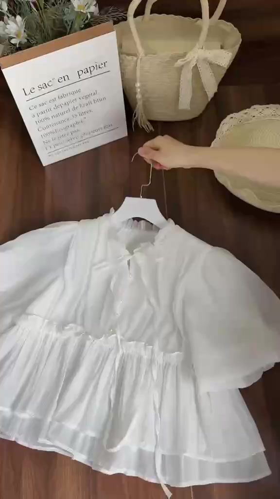Áo Sơ Mi Babydoll Chất Tơ Xốp Bồng Bềnh Tay Phồng 2 Lớp | BigBuy360 - bigbuy360.vn