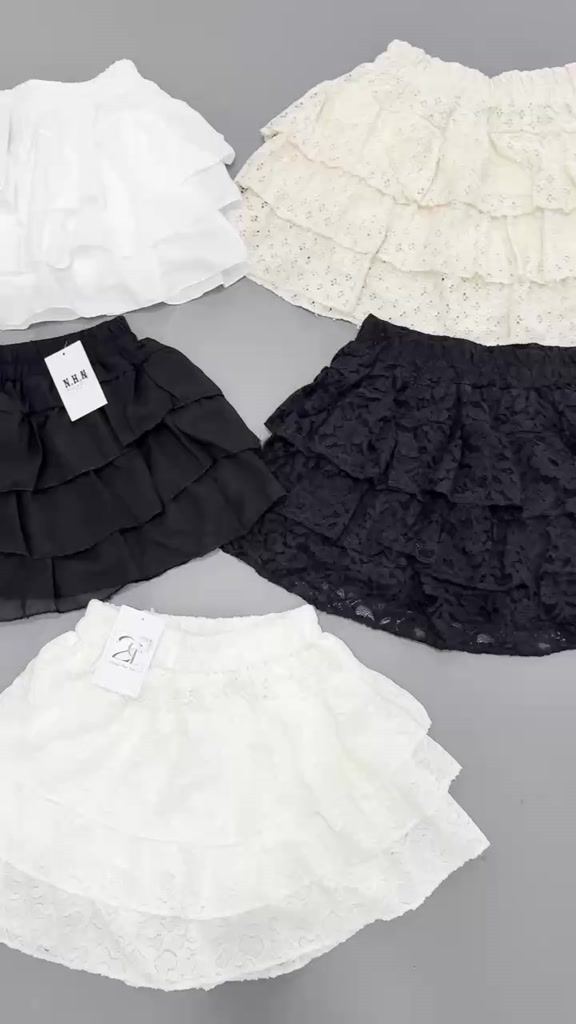 Chân Váy Ren 3 Tầng Có Lót Quần Lưng Thun Chân váy Lẻ ren tầng xếp ly dáng ngắn cạp chun siêu xinh freesize dưới 52kg | BigBuy360 - bigbuy360.vn