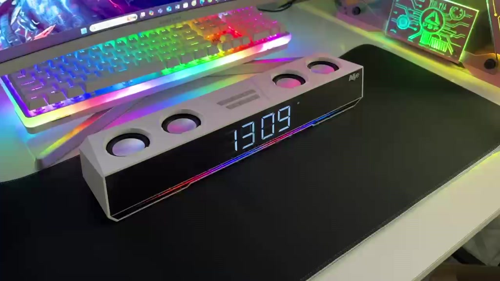 Loa Thanh Soundbar Bluetooth Loa Máy Vi Tính Pc Để Bàn NIYE V28 Màu Trắng Led Rgb Có Đồng Hồ Led Bass Cực Mạnh | BigBuy360 - bigbuy360.vn